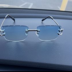 Light Blue Diamond Cut Cartier Frames 