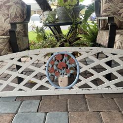 Basketweave Floral Lattice Cottage Core Garden Decor Heavy Iron piece