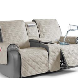 TAOCOCO Reclining Loveseat Cover with Console, 100% Waterproof Pet Covers for Dual Recliner 
