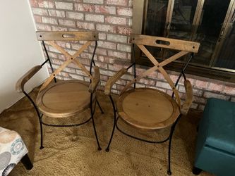 Pair of World Market Industrial Cross-Back Chairs - Farmhouse / Bistro Style