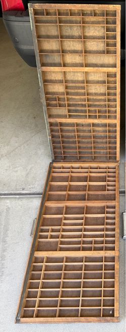 2 Antique Wood Printers Tray Drawers