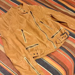 Free People Fenix Vegan Moto Jacket in Camel SZ M