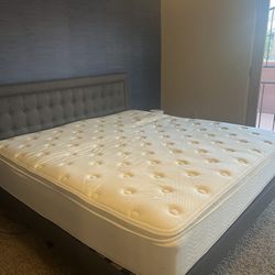 King-sized Metal Bed Frame & Headboard