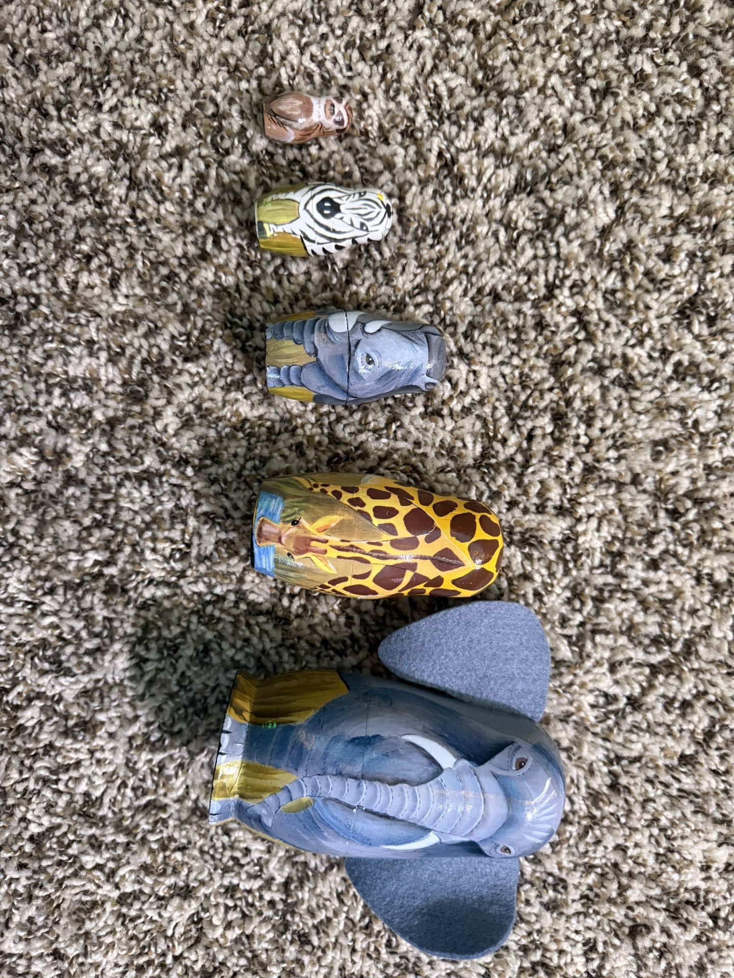 Hand Painted African Animal Nesting Dolls