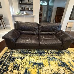 Leather Sofa And Chair With Ottoman