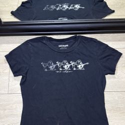 Y2K Kids / Youth Womens 2000s True Religion 3 Buddhas Logo Shirt 