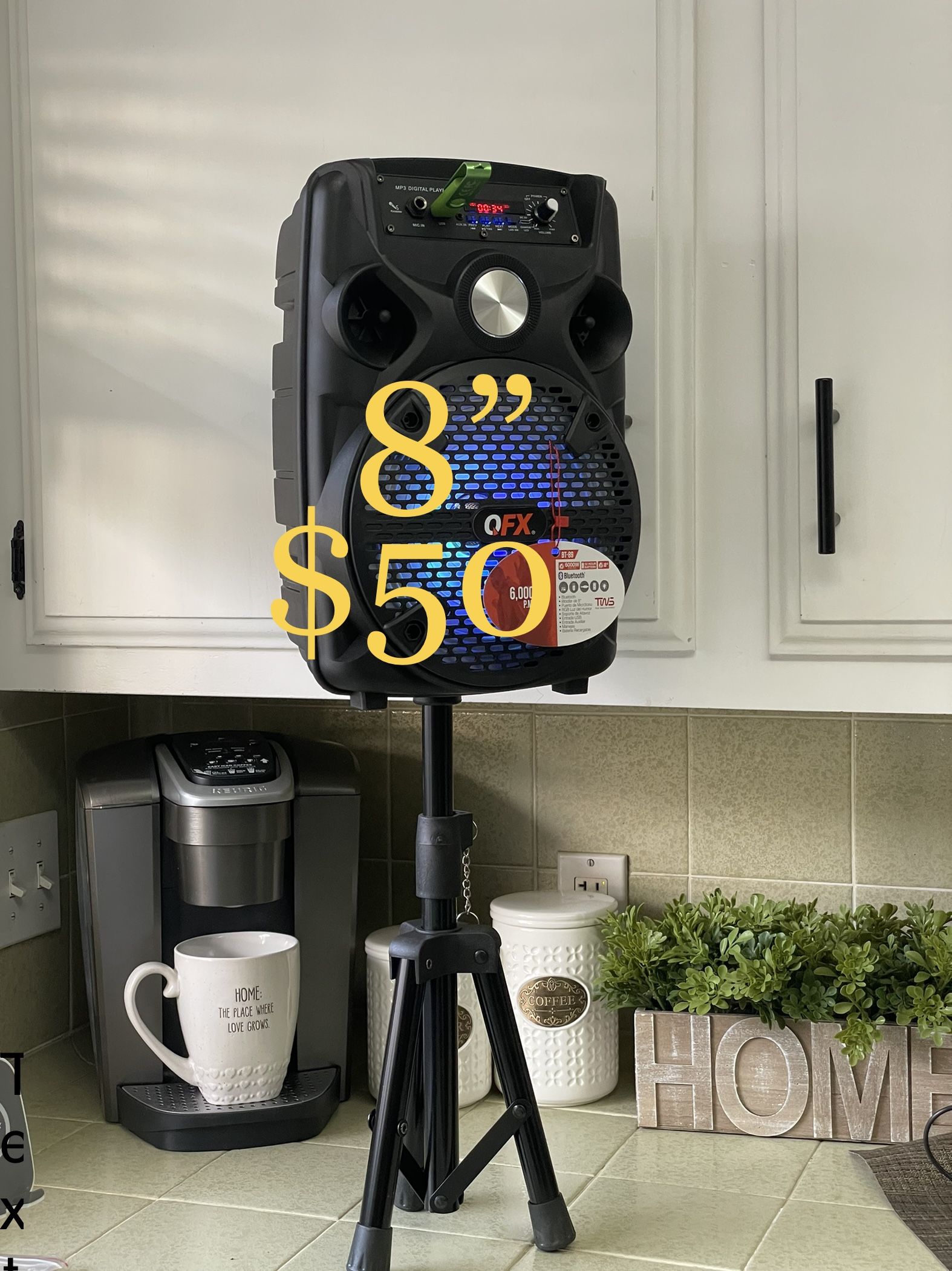 8” Bluetooth Rechargeable Karaoke Speaker With Microphone  LED Display Lights & Stand Included 🔊🎶🎤🎶🎶🎶