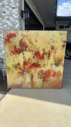 Large Modern Abstract Floral Canvas Wall Art 48”x48”