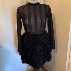 Fawn Black Feather Skirt Bodycon Dress