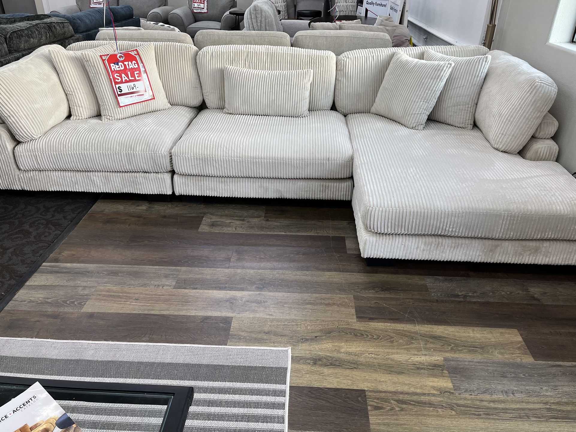 Ivory Corduroy Sectional 