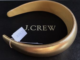 (NEW) WOMEN’S J.CREW OVERSIZED GOLD METALLIC LEATHER HEADBAND - SIZE: OS (ONE SIZE) 