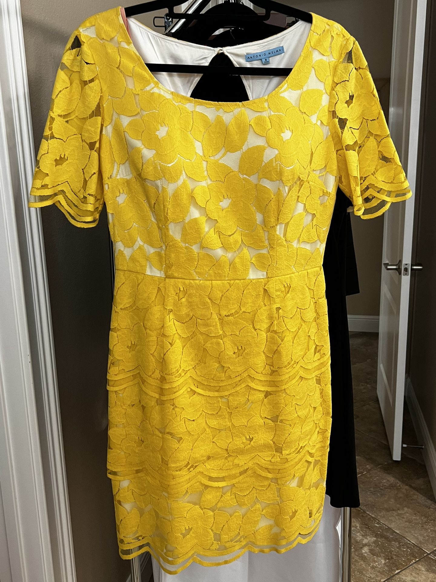 Antonio Melani Yellow & Nude Lace Dress