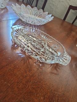 Pretty Vintage Glass Dish Serving With Divider