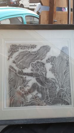 Charcoal painting, vintage