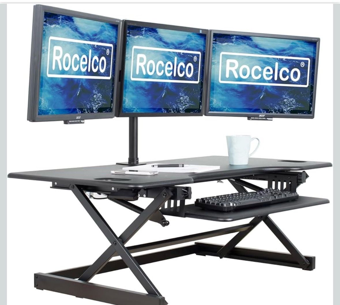 Rocelco 46" Large Height Adjustable Standing Desk Converter