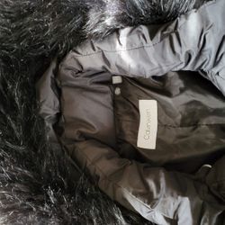 Clavin Klein Jacket With Fur Hood Black 
