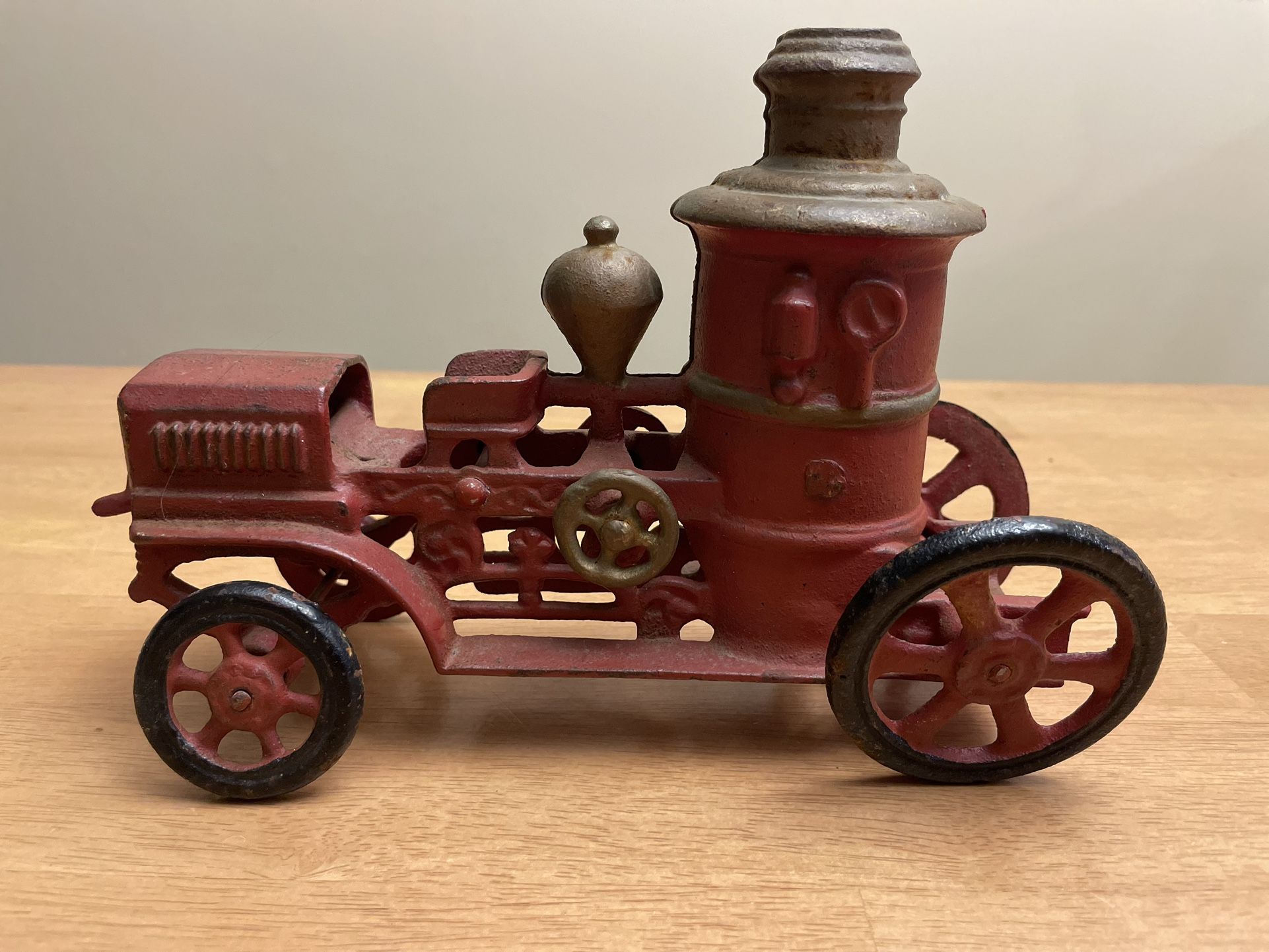 Old Cast Iron Fire Engine Pumper Toy Truck