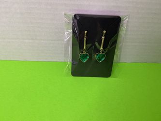 Green Heart Drop Earrings 