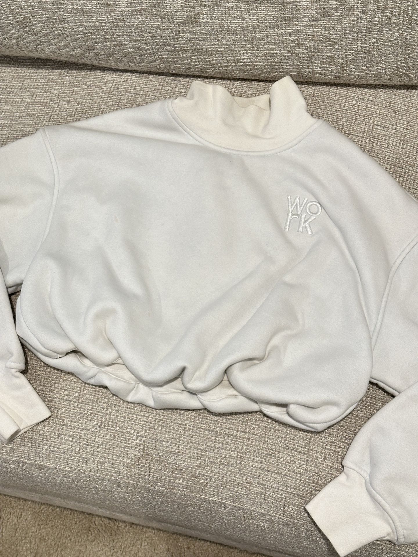 White Cropped Crewneck Sweatshirt