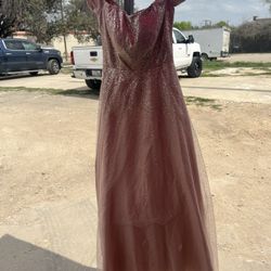 Baby Pink With Gold Glitter Prom Dress 