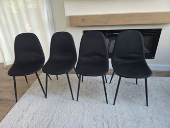 Set of 4 Black Fabric Dining Chairs