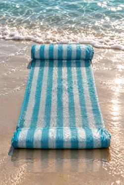 Teal Striped Pool Float Lounger