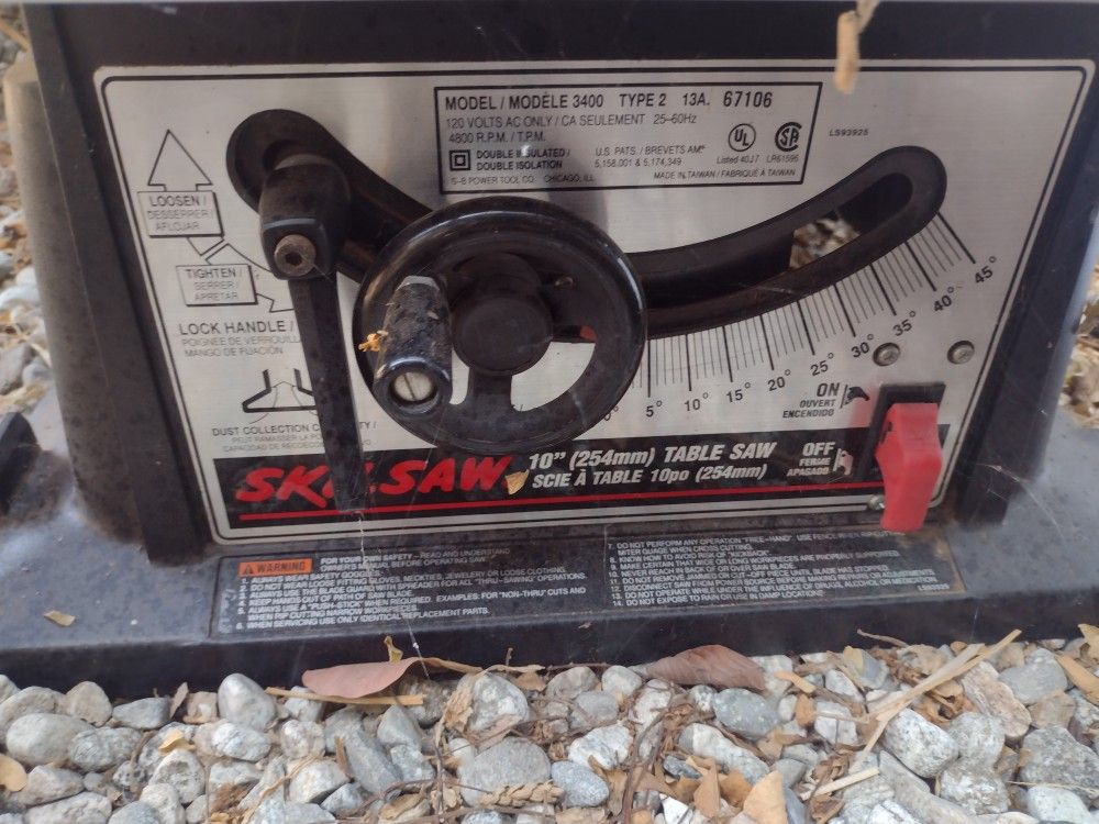 10" Inch Skill Saw Table Saw