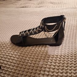 Giuseppe Zanotti Leather Chain Ankle Flats Size 6