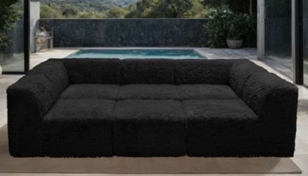 Brand New Black Super Plush Compressed Foam Modular Design Sectional Sofa w Ottoman