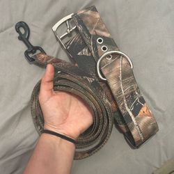 Camo Dog Leash And Collar 