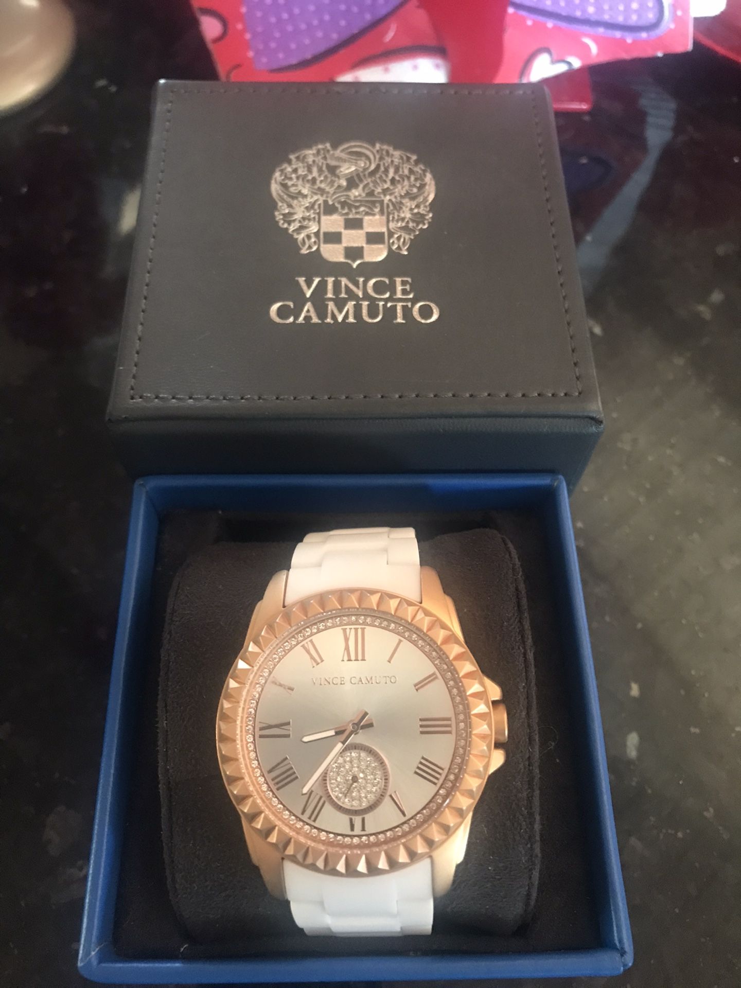 Womens Vince Camuto Watch In White And Rose Gold