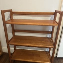 Solid Brown Wood Folding Bookshelf office furniture organizing shelves shelf collapsible storage 