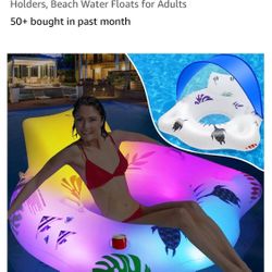 Floating Pool Air Sofa with Colorful Lights