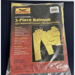 Condor Rain Suit Jacket Coat Detachable Hood Bib Overall 3-Piece XXL New