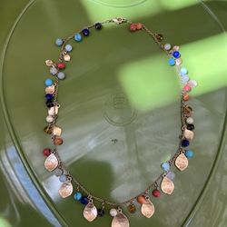 Ralph Lauren Gold Tone Beaded Necklace with Elegant Design 18”