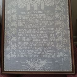 Large Crocheted Lords Prayer Framed Piece