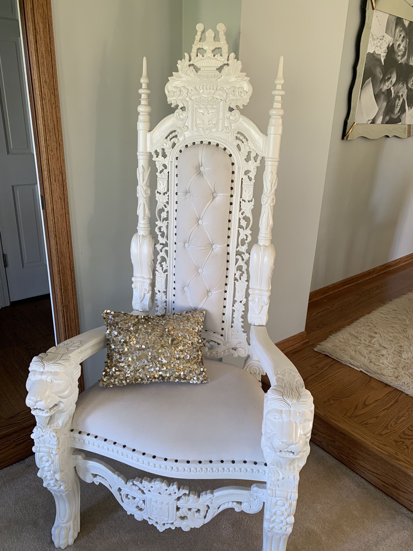 Pair Of Cream Throne Chairs