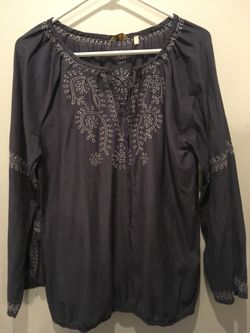 Sz. XL Silk/Cotton Long Sleeve Top