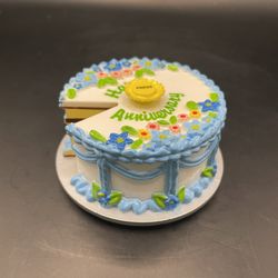 Vintage 1999 Acme Musical Singing Happy Anniversary Cake Fridge Magnet Toy Works