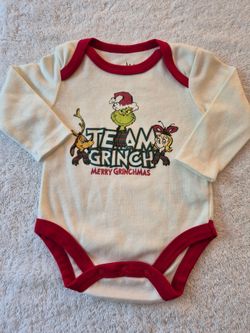 NEW! Team Grinch Merry Grinchmas Baby Onesie,  0-3  Mo