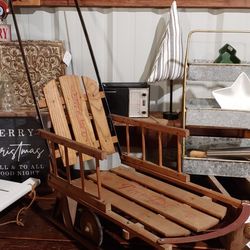 Antique Sleigh Tiny Tot Sled Auto Wheel Coaster Retractable Wheels Baby Carriage