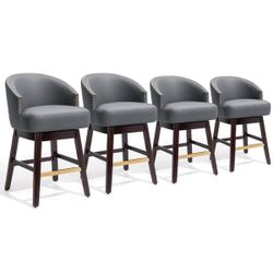 Navy Blue PU Leather Swivel Bar Stools (Set of 4)  Effortless 360° Swivel】Indulge in the convenience of effortless rotation with our 360-degree swivel