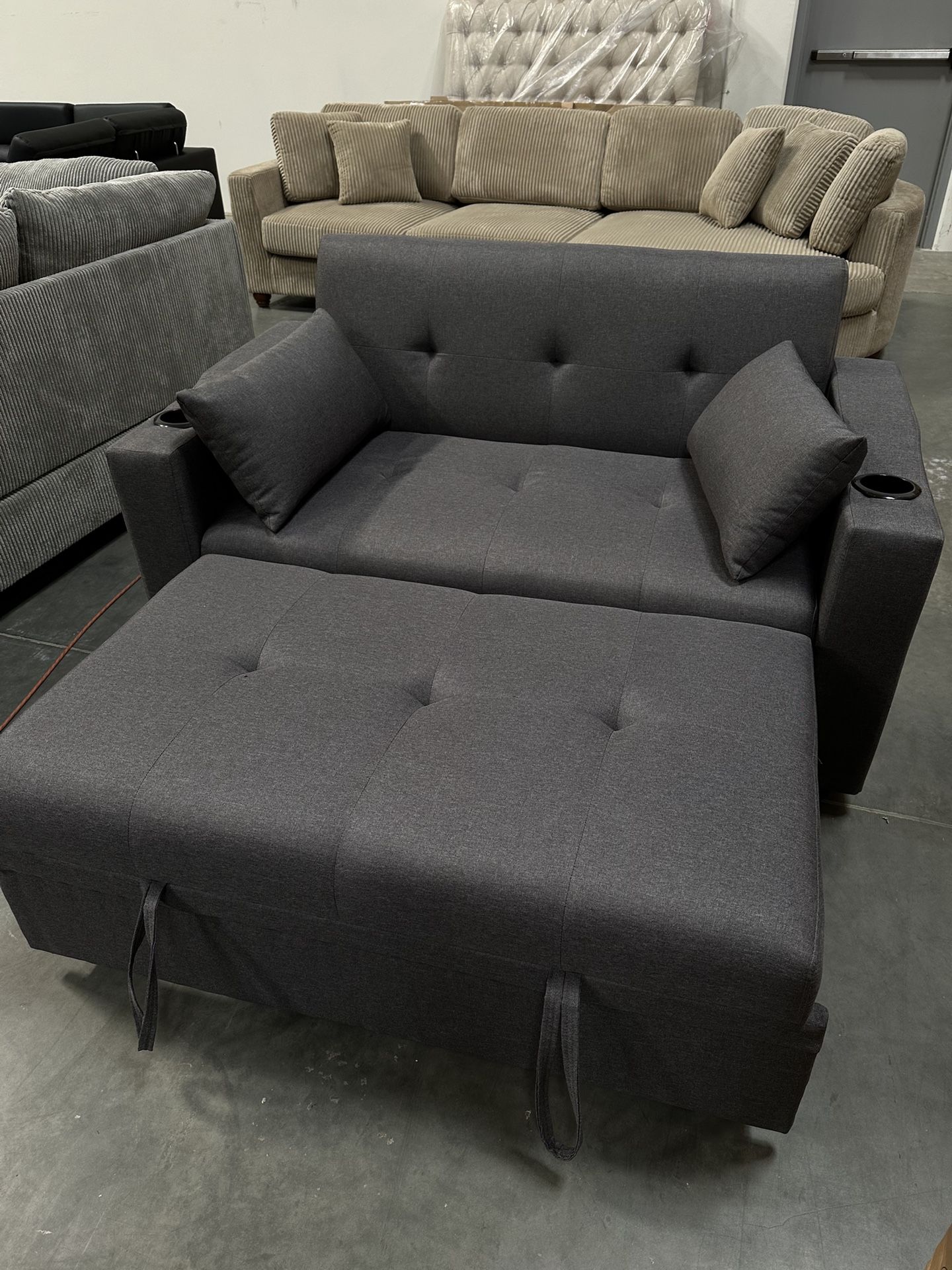 New! Comfortable Sofabed, Sleeper Sofa, Small Space Sofa With Pull-out Bed, Grey Sofa Couch, Grey Couch, Office Sofa, Bedroom Sofa, Studio Sofa Couch