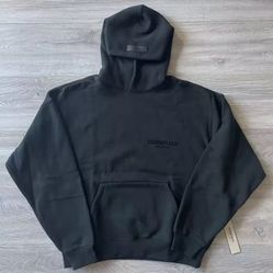 Fear of God Essentials Hoodie Stretch Slim Black Size Medium AUTHENTIC