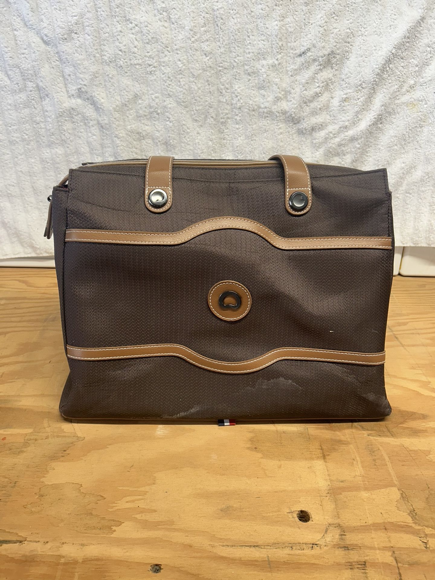 Delsey Chocolate Laptop 15.6 Bag Slides Onto Roller Luggage 
