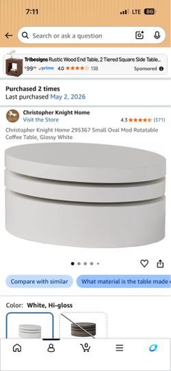 Christopher Knight Home Oval Rotating Coffee Table