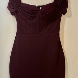 Windsor Burgandy Off the Shoulder Mini Dress Womens Sz Small