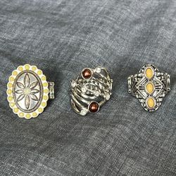 Paparazzi Lot Of 3 Rings Silver Stretch Back