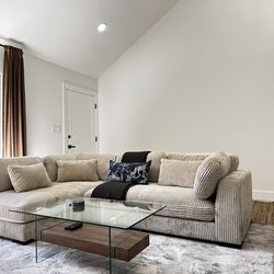 Beige Sectional and Coffee Table