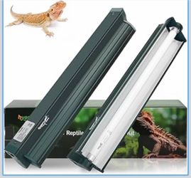 T5 Reptile Light Fixture Green Combo Kit 8W Light Fixture Reptile Terrarium Hood 10.0 UVB Light Bulb Fluorescent Tube Ideal for Tropical and Deserts S